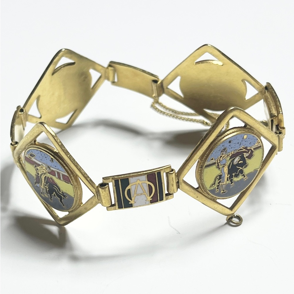 Vintage Estate Enamel Bullfighter Matador Bracelet